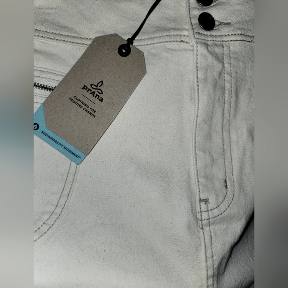 NWT Prana Broadway Mini Skirt Stretch Denim Natural Cream Zip Pockets 12 - Picture 6 of 7